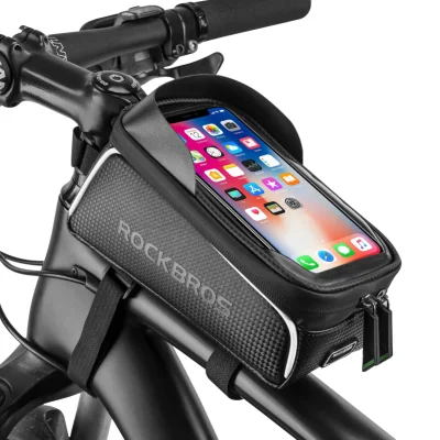 Borsa per telaio anteriore per telefono da bici, borsa da bicicletta, supporto impermeabile per telefono da bici, custodia per telefono con tubo superiore, supporto, accessori, borsa da bici, telefono compatibile sotto i 6,5 pollici